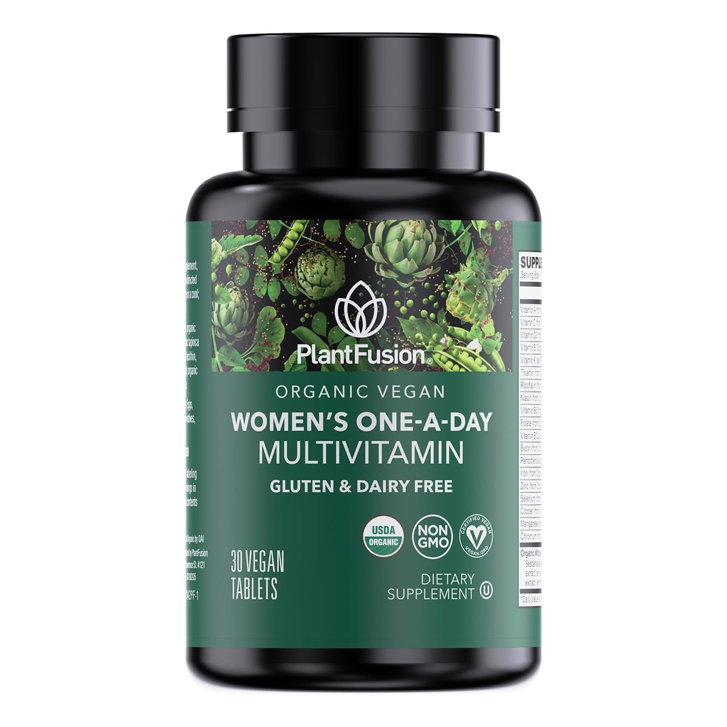PlantFusion Organic Multivitamin for Women - One Daily Whole Food Blend Women 's Multivitamin - Vegan, Non-GMO, Gluten Free & Dairy Free - 30 Tablet (1 Pasokan Bulan)