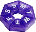 EZY DOSE Weekly Pill Organizer, Medicine Box, and Vitamin Planner, Travel Pill Planner, Portable Storage, 7- Sided, Purple, BPA Free