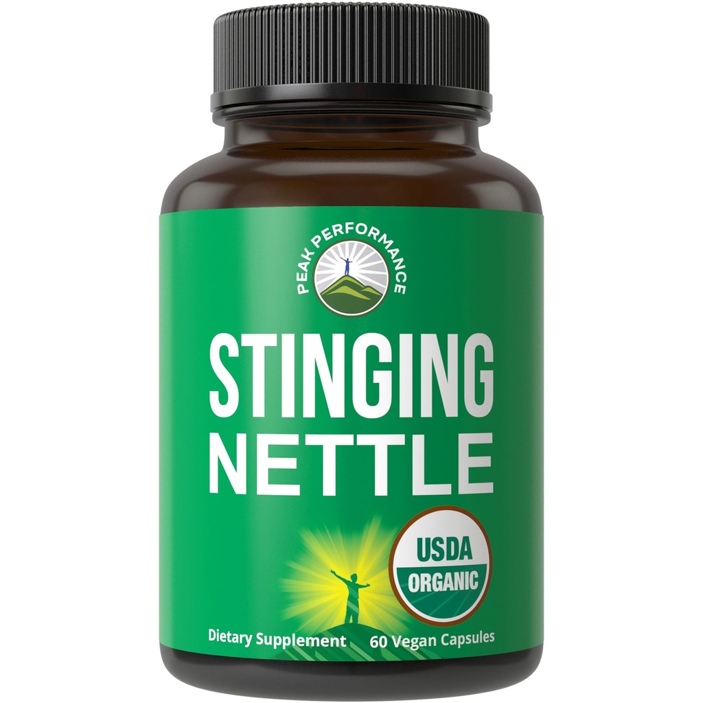 USDA Organic Stinging Nettle Vegan Capsules Made with Stinging Nettle Leaf Powder for Prostate, Hair Growth, Allergy. Lebih baik dari Root atau Benih Ekstrak. Tanaman berdasarkan Herb Tambahan Tablet, 60 pil