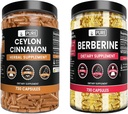 PURE ORIGINAL INGREDIENTS Ceylon Cinnamon dan Berberine Capsules Bundle (730 Capsules Setiap) Tidak ada Magnesium atau penjual Rice, Lab Verified