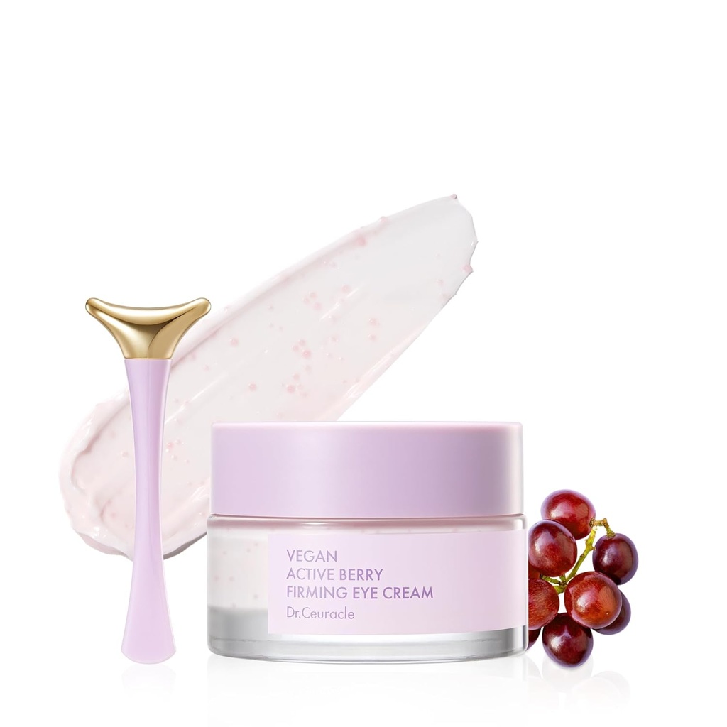 Dr. Ceuracle Vegan Aktif Berry Firming Eye Cream dengan Applikator - Memperluas Resveratrol Eye Treattery for Dark Circles and Puffiniss, Korean Skincare for Stocking Stuffers (32g / 1.12 oz)