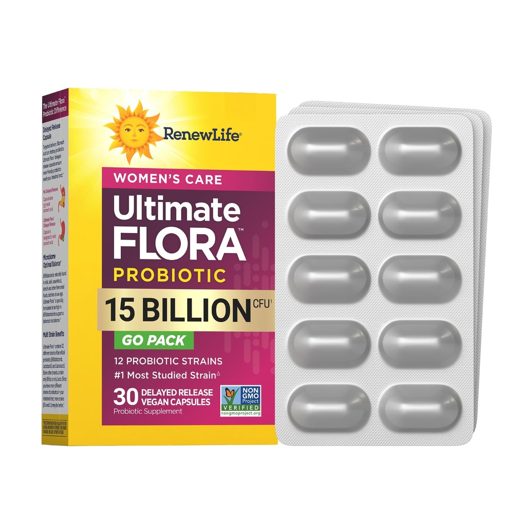 Renew Life Probiotic Capsules, Mendukung keseimbangan PH untuk Perempuan, Vaginal, Digetical dan Kesehatan Imune, L. Rhamnosus GG, Dairy, Soy dan Gluten- Free, 15 Milyar CFU - 30 Ct