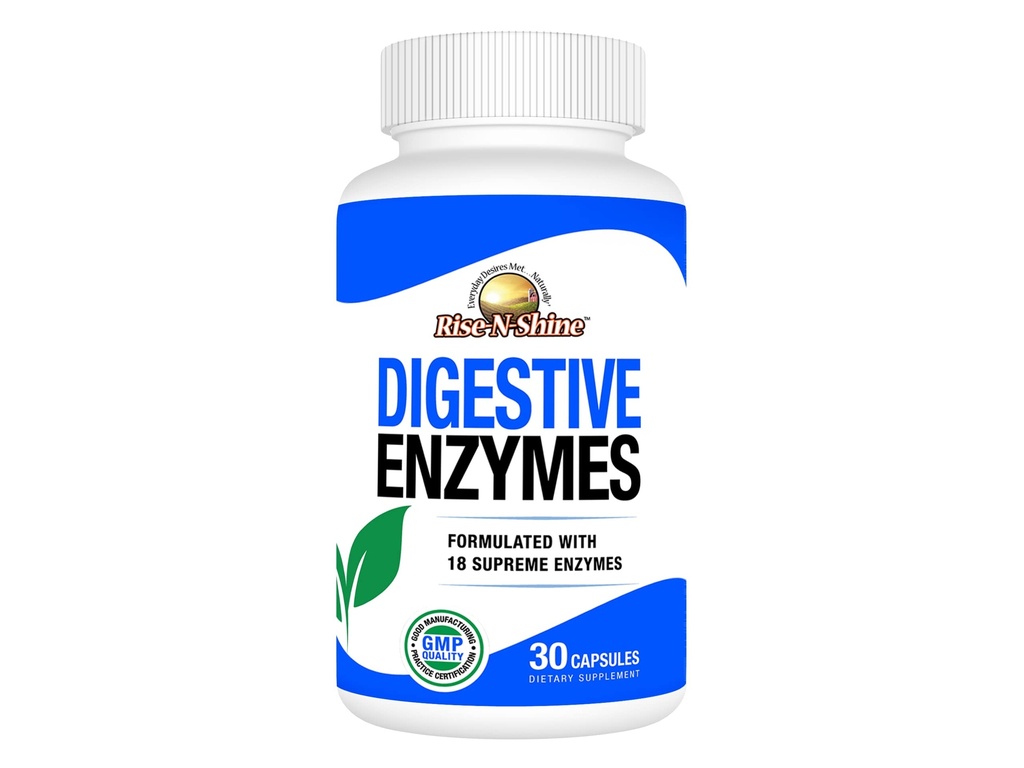 Rise- N- Shine Digetical Enzymes dengan Programs, Bromelain, Lipase, Papain, Lactase & More - Gut Health Supplemen Perempuan & Pria - 30 Kapsul