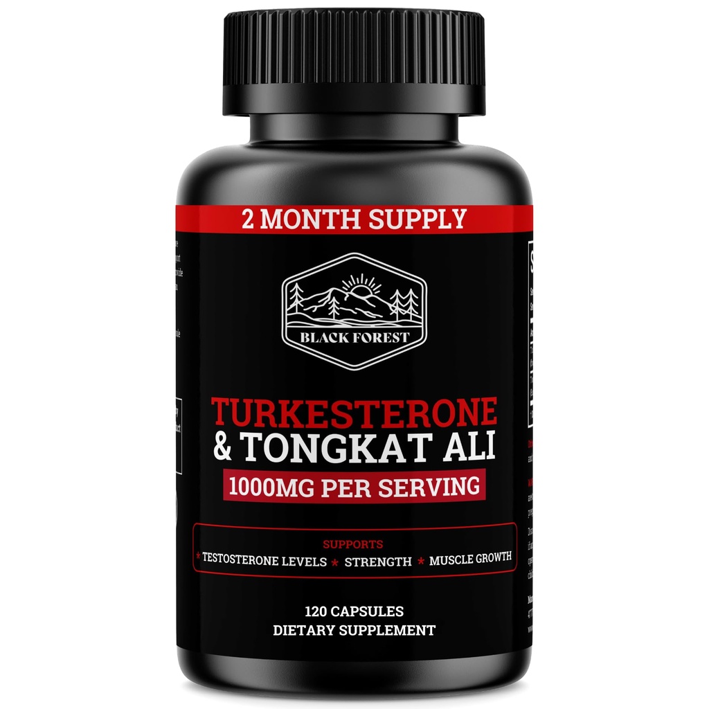 Black Forest Turkesterone Tongkat Ali Supplemen 1000mg per Serving (Max Kemurnian 95%) Suplemen Turkesteron untuk Pria (Tongkat Ali untuk Men Longjack 200: 1) Mirip dengan Tongkat Ali Fadogia Agrestis