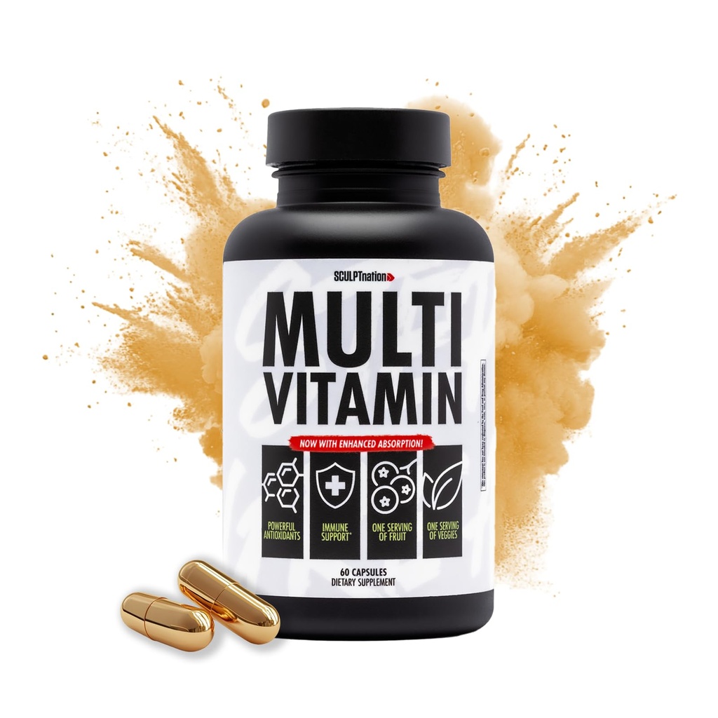 Sculpt Nation by V Shred Multivitamin - Daily Multivitamin for Women and Men with Zinc, Vitamin C, and Copper, Nutonation Support with One Serving of Fruit and Veggies - 60 Capsules