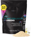 Livingood Daily Plant Collagen + Greens Powder, Vanilla Flavor, 5-in- 1 Collagen Dukungan dengan Pea Protein, Amino Acids, Spirulina, Chlorella & Vitamin C, Rambut Skin Nails Dukungan, Vegan, 30 Hamba