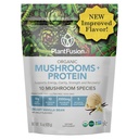 Plantfusion Mushroom Protein Powder - 3 di 1 Vegan Protein Powder, Mushroom Suplement, dan Adaptogen Suplemen - Dukung Mental Focus, Imunitas, dan Pemulihan - Vanilla 1lb