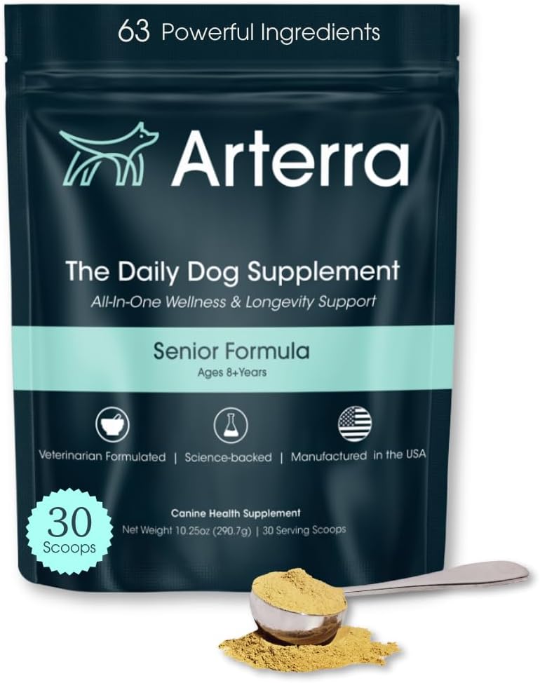 Suplemen Apik Anjing & Food Topper - 63 Ingrediens untuk Gabungan, Gut, Immune & Brain Kesehatan - Daily Longevity Multivitamin dengan Glucosamine, Prograin, dan Fish Oil 124; 30 Scoops