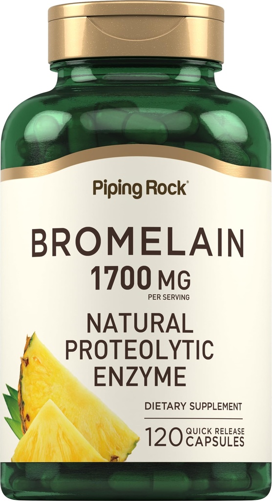 Tambahan Piping Rock Bromelain: 1700 mg 124; 120 Capsules 12.4; Pineapple Enzyme 126; Non-GMO, Gluten Free