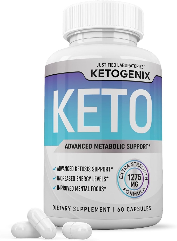 Ketogenix Keto Pills 1275MG New & Improved Formula Contains Apple Cider Extra Virgin Oil Powder Green Tea Leaf 60 Capsules