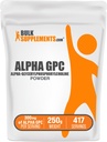 BulkSuplements.com Alpha GPC Powder - Choline Suplemen, Alpha GPC 300mg - Unflashted & Gluten Free, 600mg per Serving, 250g (8.8 oz) (Paket 1)