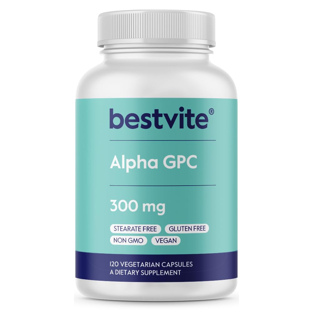 BestVITE Alpha GPC Choline Per Serving (120 Veggie Capsules) - Tidak ada Steates - Vegan - Non GMO - Gluten Bebas