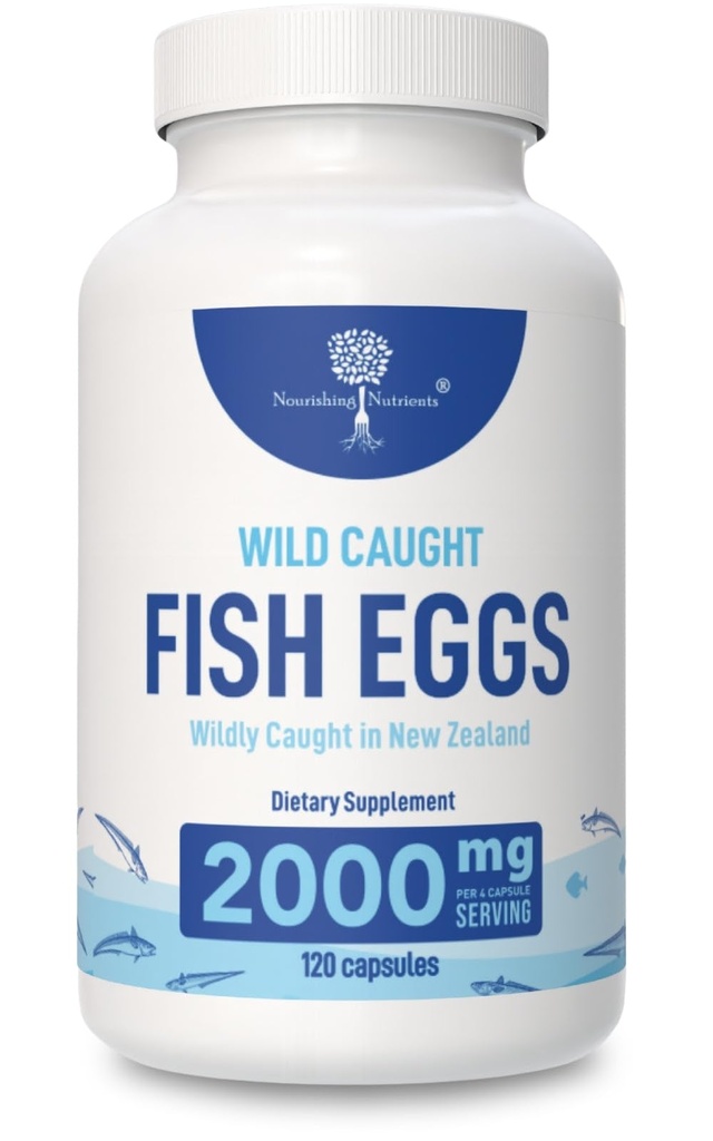 Wild Caught Fish Eggs 2.000mg - Omega 3 Suplemen untuk Eye, Brain Health, Supports Imunity, Bones and Teeth, Mood Dukungan dengan Omega 3-6- 9 Telur Ikan Kapsul