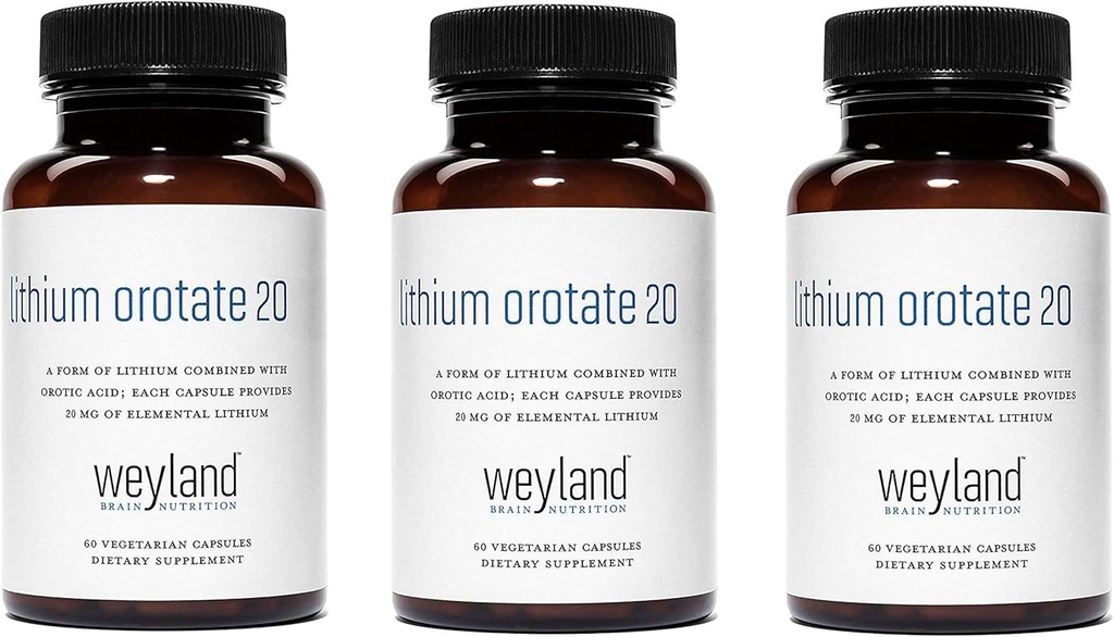 Lithium Orotasi 20mg (3 Botol), 180 Vegetarian Capsules