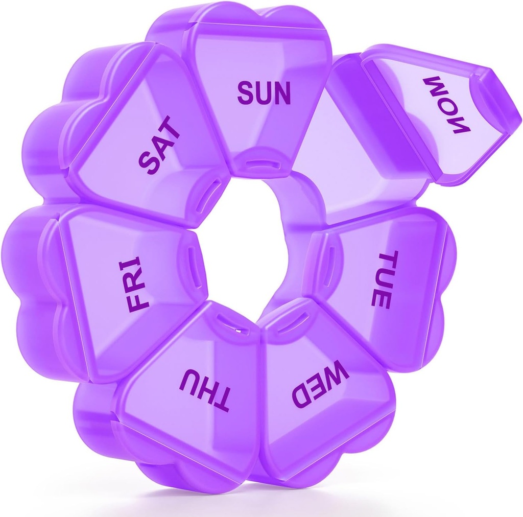 Large Weekly Pill Organizer, Pill Box 7 Day, KAPENS Daily Vitamin Case Large Capacity Comment, Pill Container for Fish Oil Medicine Suplemen, Purple