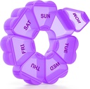 Large Weekly Pill Organizer, Pill Box 7 Day, KAPENS Daily Vitamin Case Large Capacity Comment, Pill Container for Fish Oil Medicine Suplemen, Purple