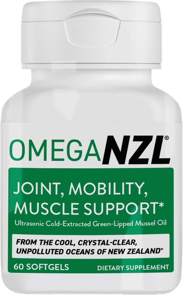 Omega-3 Asli Dukungan Bersama Suplemen, Relief Natural Terbaik Muscle, Green Lipped Mussel Oil, 60 Softgels, Tidak Fishy Aftertaste