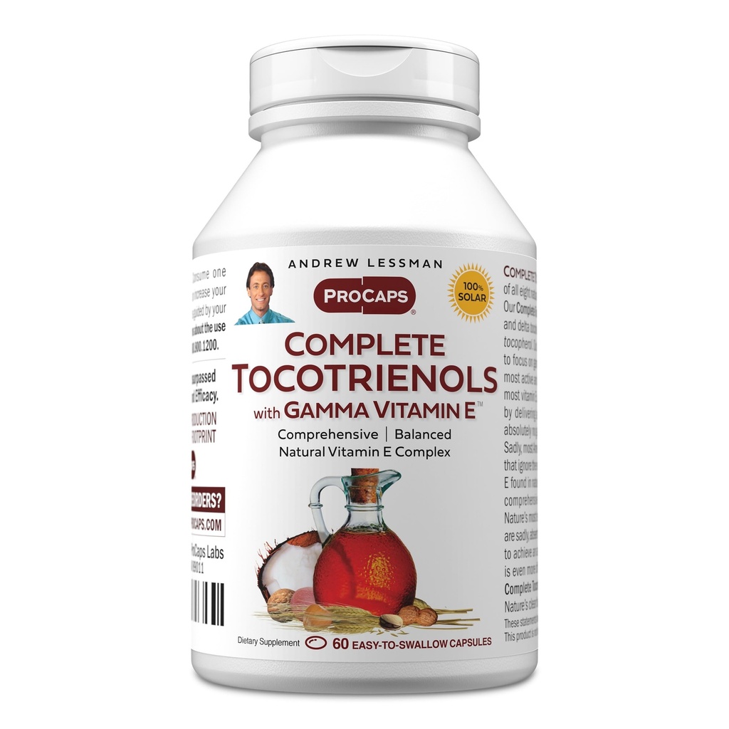 ANDREW LESSMAN Complete Tocotrienols with Gamma Vitamin E 60 Softgels - Eight Forms of Vitamin E (Alpha, Beta, Gamma, Delta Tocotrienol). Antioksidan kuat. Tidak Ada Alamat