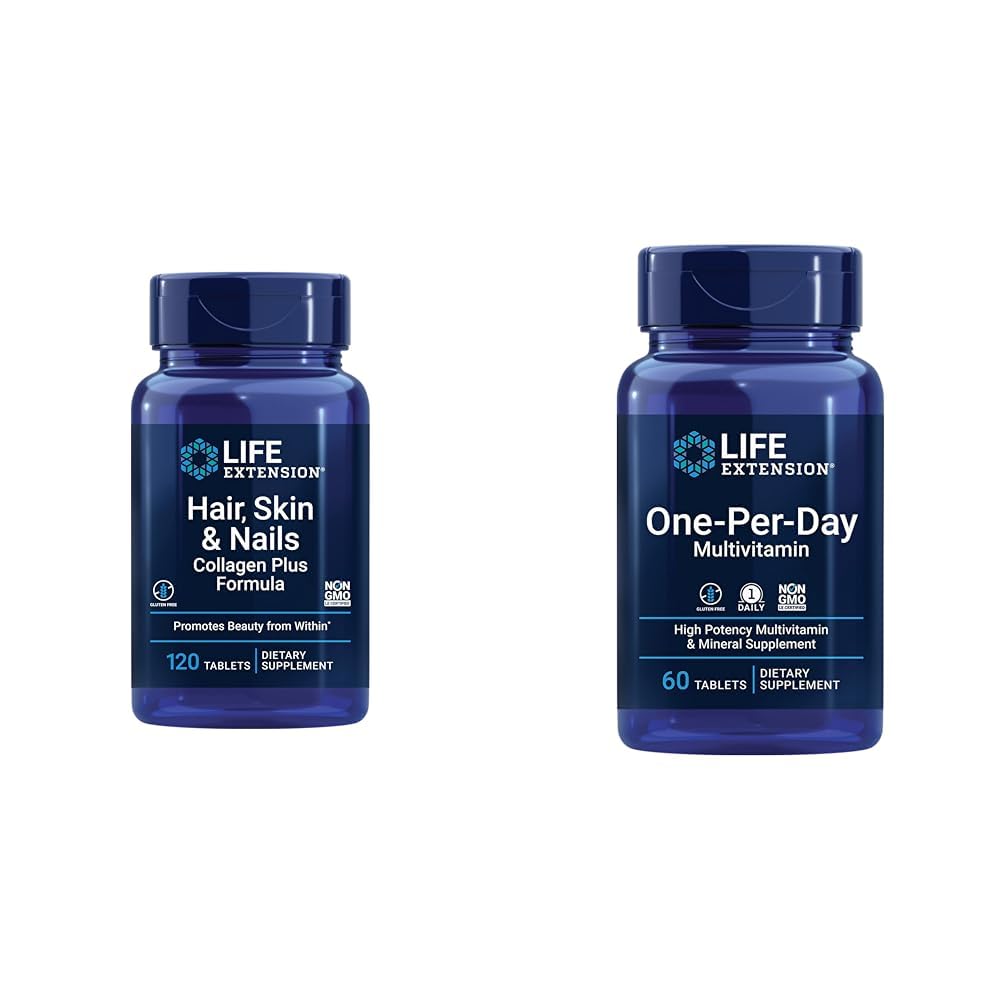 Rambut Ekstensi Hidup, Rambut Skin & Nails Collagen Plus Formula dengan Multivitamin - 120 Cacah & 60 tablet
