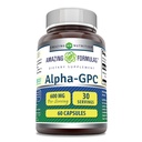 Amazing Formulas Alpha GPC Supplemen 124; 600 Mg Per Serving 14; 60 Capsules 14; Non-GMO 124; Gluten Free 124; Dibuat di USA