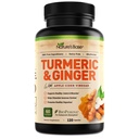 Dasar Alam Turmeric dan Ginger Tambahan - dengan Curcumin, Apple Cider Vinegar & BioPerine Black Pepper Ekstrak - 95% Curcuminoid - 120 Kapsul