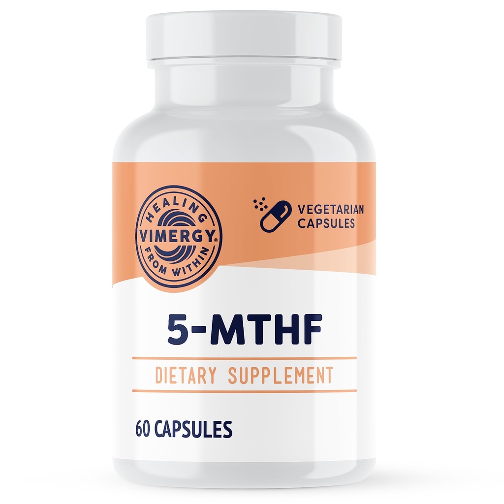 Vimergy 5- MTHF Capsules - 60 Servings (1 Capsule / Serving) 8500mcg L- Methyfolat Gluchamine dan 500 mcg Vitamin B12 Tambahan -Biovailable Felocation Tambahan Perempuan dan Pria Vegan 5 mthf (60)