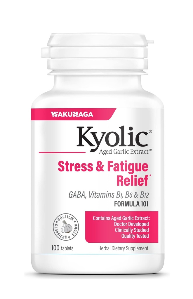 Kyolic Aged Bawang putih Extract Formula 101, Stress and Fatigue Relief, 100 tablet.