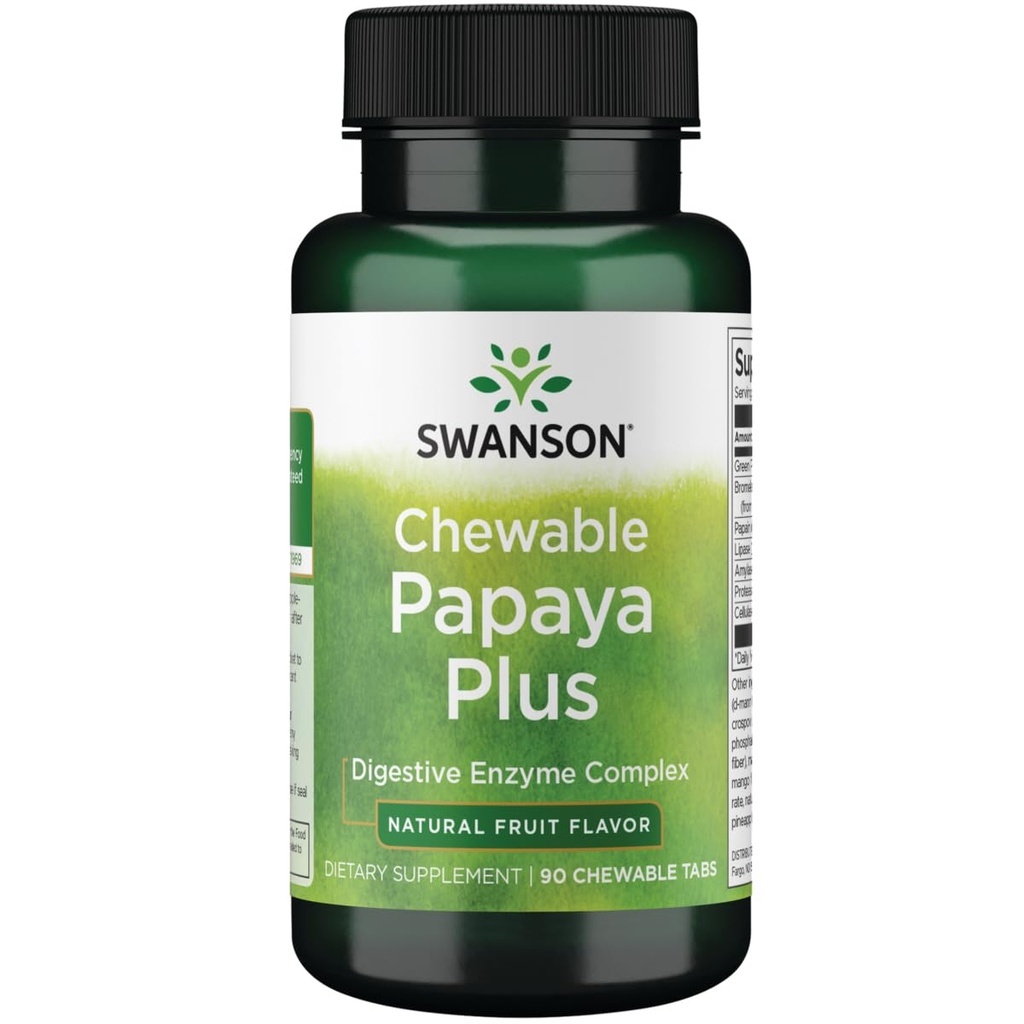 Swanson Pepaya Chewable Plus 90 Chwblas Enzyme