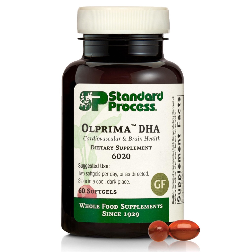 Proses Standar Olprima DHA - Omega-3 Tambahan untuk Kesehatan Hati & Otak - Gluten- Bebas, Non-Dairy & Non- Softgels (30 Pelayan)