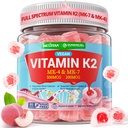 Vitamin K2 Gummies MK-7 200 mcg & MK-4 500 mcg untuk Perempuan & Men Sugar Free, Perfect 2 - 1 Full Spectrum Vitamin K2 Tambahan untuk Bone, He-art, Promes Calcium Absorction, Brain, Teeth, Immune, 1Pack