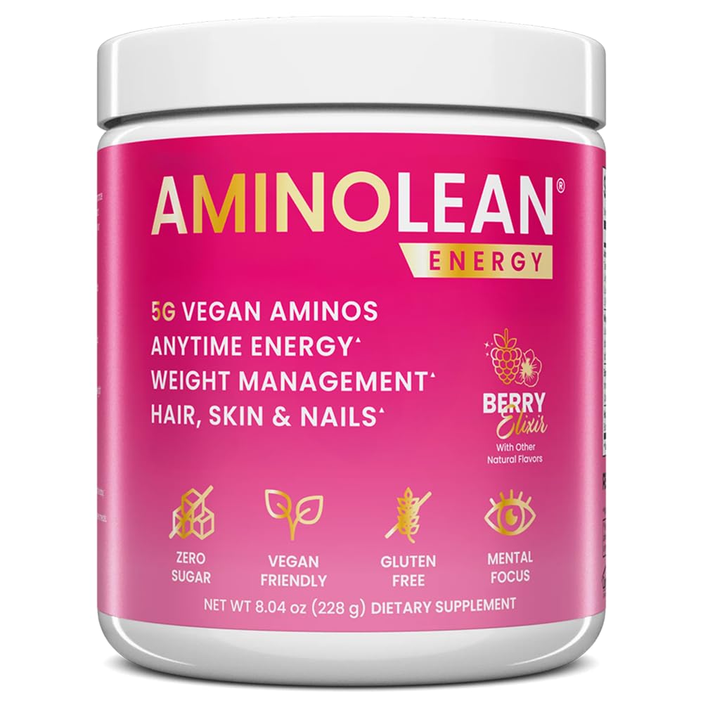 RSP NUTRITITION Aminolean Pre Workout, Clean Energy with No Jitters or Crash, Vegan Friendly with Added Biotin for Hair, Skin, Nails, Berry Elixir, 30 Servis