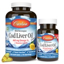 Carlson - Cod Liver Oil Gems, 460 mg Omega-3s, Plus Vitamin A dan D3, Wild Caught Norwegia Arktik Cod, Sustained Nordic Fish Oil Capsules, Lemon, 150 + 30 Softgels