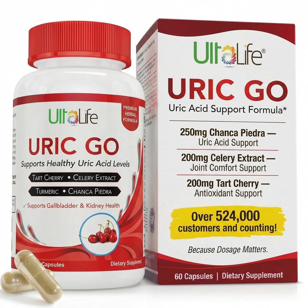 # 1 URIC GO Uric Acid Cleanse Supplemen Dukungan untuk G.O.U.T - Natural Kitney Detox Formula Chanmula Chanca Piedra, Benih Celery, Tart Cherry, Cranberry, Prenate, Turmeric, Vegan Non-60 Capsules