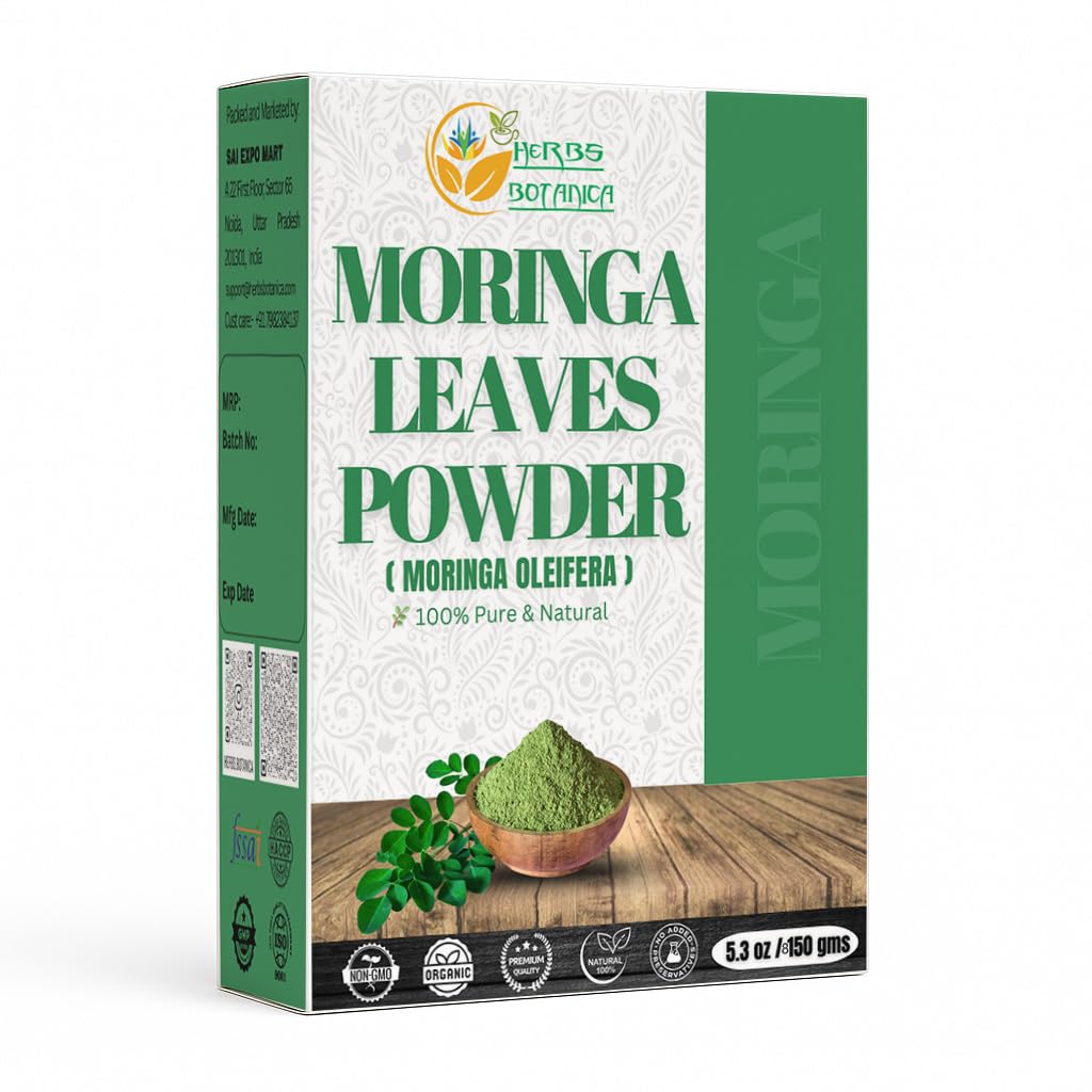 Herbs Botanica Moringa Leaf Powder Leaves Leaves Oleifera Pure Premium Indian Powder Natural Fresh Morning Drink Vitamin Superfoods 5.3oz Pack