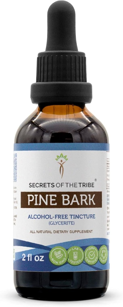 Rahasia Suku Pine Bark Tarture Alcohol- Ekstrak Bebas, Wildmade Pine Bark (Pinus massoniana) Daring Bark 2 oz