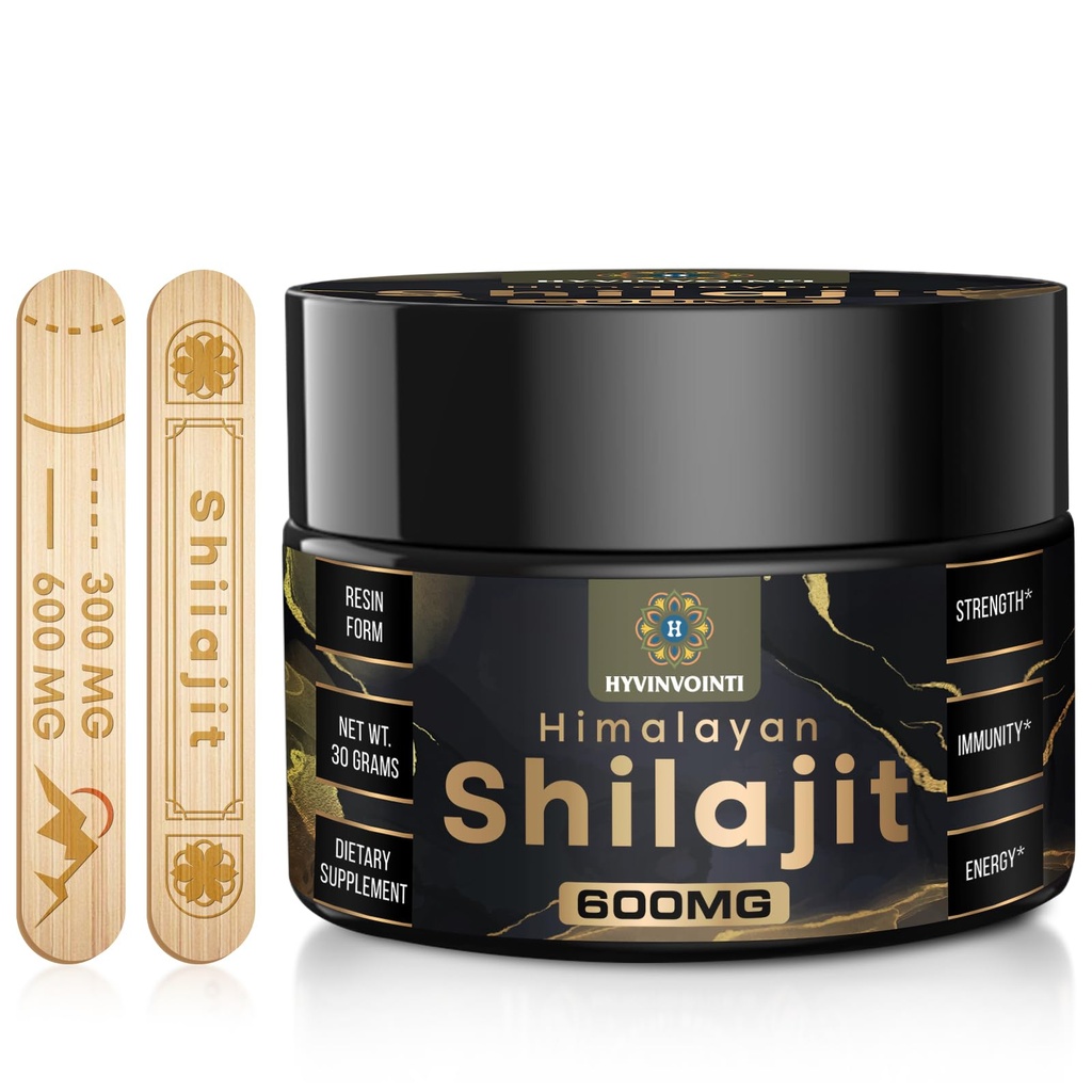 600mg Shilajit Pure Himalaya Shilajit Organik Shilajit Resin-Shilajit Tingkat Emas Organik, 100% Murni Organik Shilajit untuk Energi & Imune Dukungan, Rich di Acid Fulvic & 85 + Trace Mineces, 1 Pack