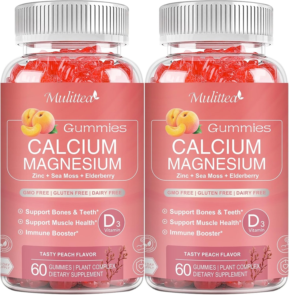 1200 mg Calcium Gummies dengan D3, K2, Zinc - Plant Complex Calcium Magnesium Sugar- 120 Chewable Gumi Sugar-