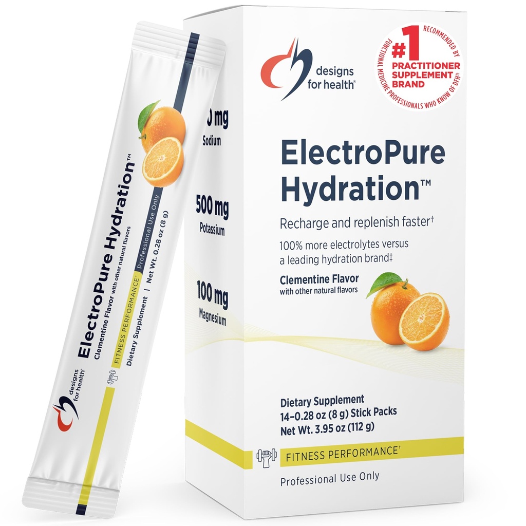 Design untuk Paket Hidration Kesehatan ElectroPure, Clementine Flavor - Electrolite Powder dengan Vitamin C, Magnesium, Zinc, dan Poculum - dengan Stepia dan Monk Fruit Sweetener (14 Stick Packet)