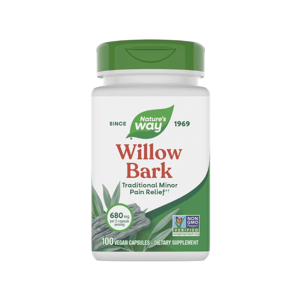 Nature 's Way Willow Bark, Relief Tradisional dari Ketidaknyamanan Dikarenakan Operasi Berlebihan *, Proyek Non-GMO Diverifikasi, 680 mg per Serving, 100 Vegan Capsules