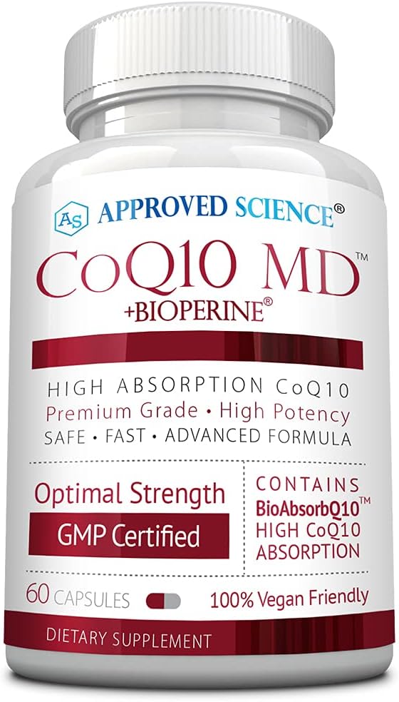Approved Science ® CoQ10 MD - Ekstra Kekuatan 300mg CoQ10 Murni dengan BioPerine ® untuk Penyimpangan Lebih Cepat - Dukungan Optimal - 60 Vegan Capsules