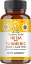 Veda Neem dan Turmeric Capsules dengan Ginger & Black Pepper - Neem Leaf, Turmeric, Ginger, Black Pepper Capsule Suplemen - Vegan, Non- GMO - 120 Count