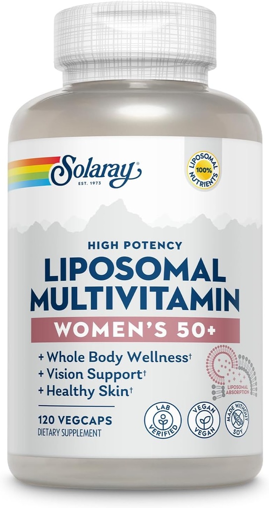 Liposal Lipomal Multivitamin untuk Perempuan 50 Plus, Enhanced Absorpsi dengan Besi, Vitamin D, Vitamin C, B12, Biotin & More, Imune Dukungan & Bone Health, Vegan, 60 Servings, 120 VecCaps