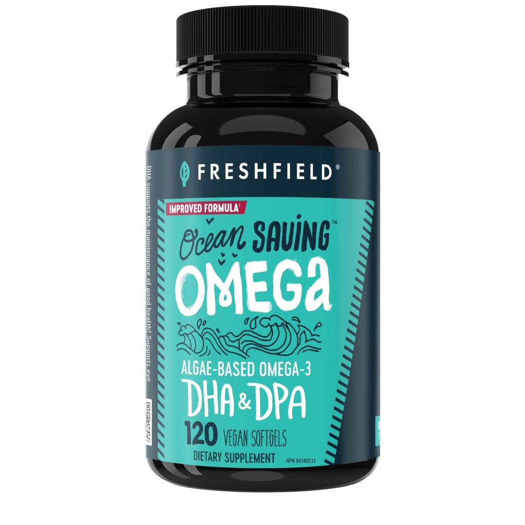 Ocean Saving Omega, Algae Omega 3, DHA Suplemen, Persediaan 4-Bulan, Disediakan, Levels Tertinggi DHA per Capsule (440 mg), w / DPA
