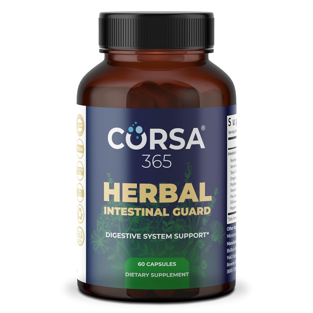 Dukungan Intestinal Herbal - Tambahan Kesehatan Digetical, Keseimbangan Gut, Colon Cleanse, dan Ammune Boost untuk Pria dan Wanita - Diet Kompleks dengan Formula Organik - 60 Capsules