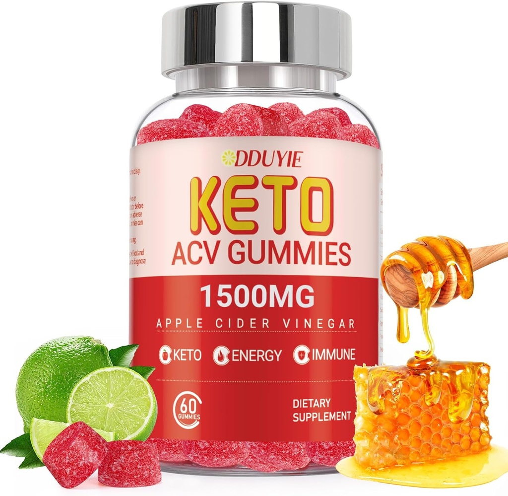 Keto ACV Gummies Advanced Wheight Los 124; 2000mg Low Carb Apple Cider Cider Gummies for Detox, Cleansing 124; Made in AS 124; 60 Count