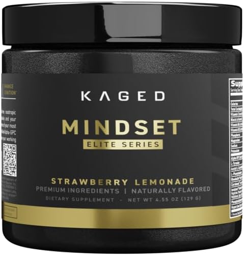 Kaged Nootropic Mindset Elite, Focus and Productivity Suplement, Stimulant Free, Support Working Memory, Focus, and Mood *, Strawberry Lemonade - 30 Servings