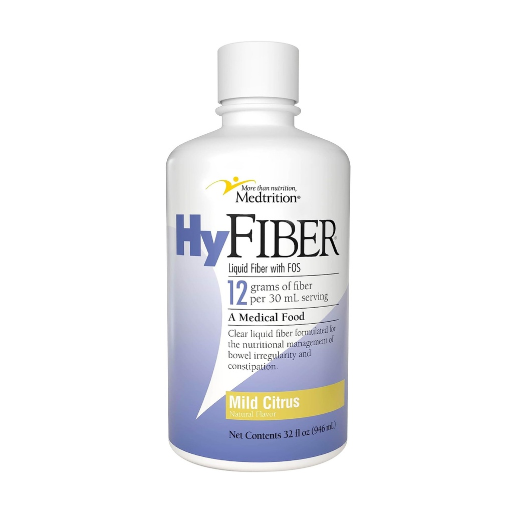 Medtrition Hyfiber Daily Liquid Fiber for Regularitas and Soft Stools, 12 Grams Soluble Fiber, 32 fl oz 1 Bottle
