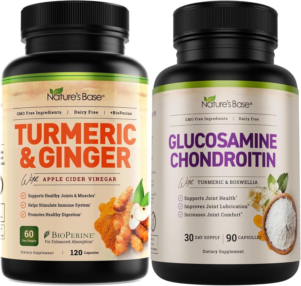 Nature 's Base Turmeric & Ginger 120 ct + Glucosamine Chondroitin 90