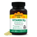 Country Life Vitamin D3 5000 IU untuk Kesehatan Ammune dan Bone, Pelecehan Kalsium, dan Kesehatan Colon - Sumber Sustainable dari Lanolin, Tersedia dalam Berbagai Strengths