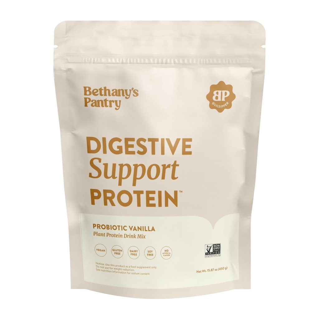 Nuzest Bethany 's Pantry Digetical Protein - Progral for Digetical Health - Lean Protein Bersih - Premium Vegan Powder Pea Protein - Tanaman Berdasarkan - 20 Servis, 1 Pound (Paket 1) - Vanilla
